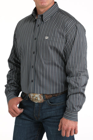 CINCH Men's Charcoal L/S Stripe Button-Down Western Shirt
