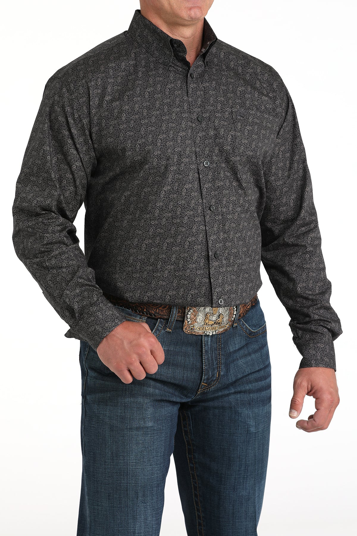 CINCH Men's Charcoal Button-Down Western Shirt