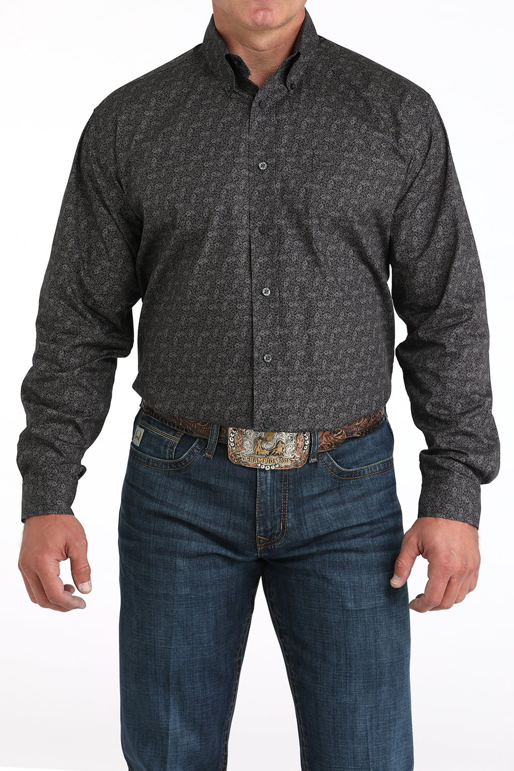 CINCH Men's Charcoal Button-Down Western Shirt