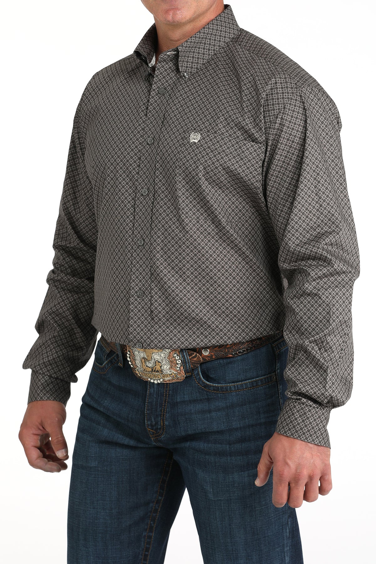 CINCH Men's Grey Button-Down Western Shirt