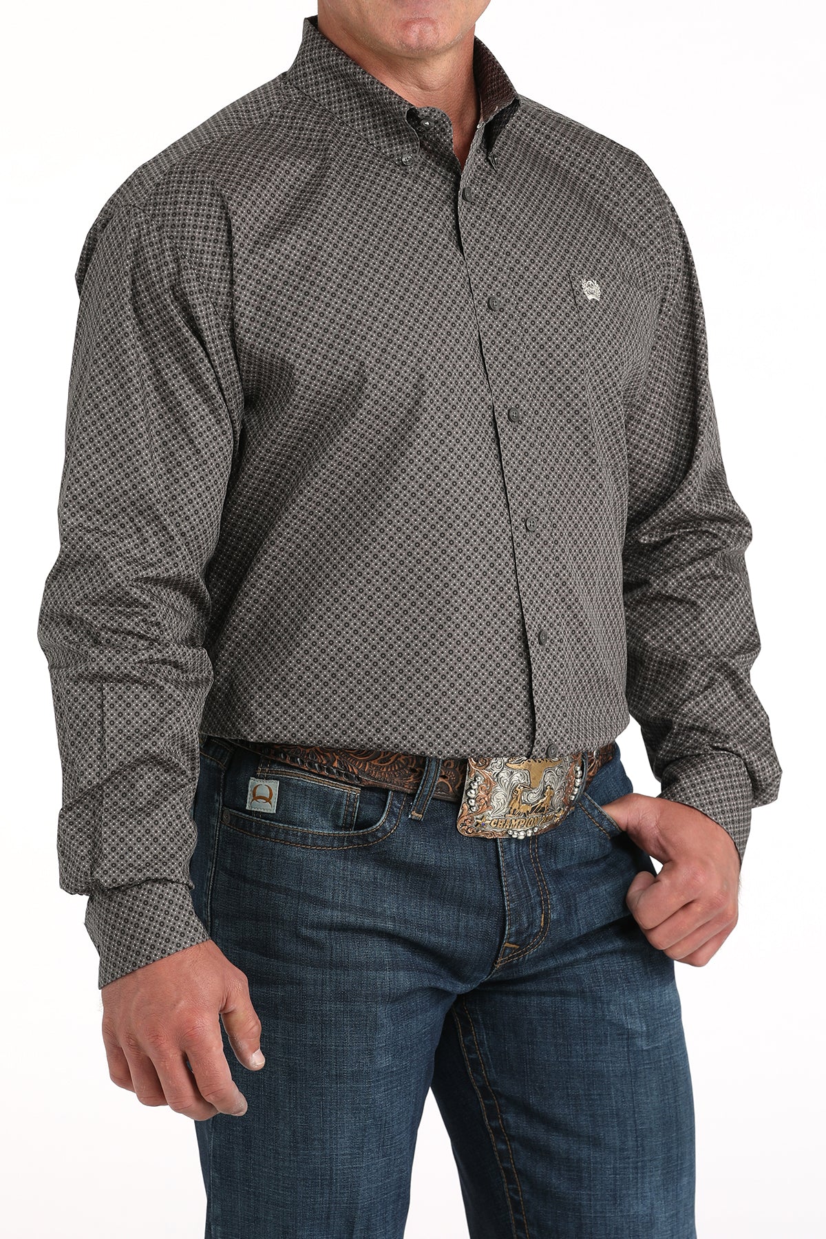 CINCH Men's Grey Button-Down Western Shirt