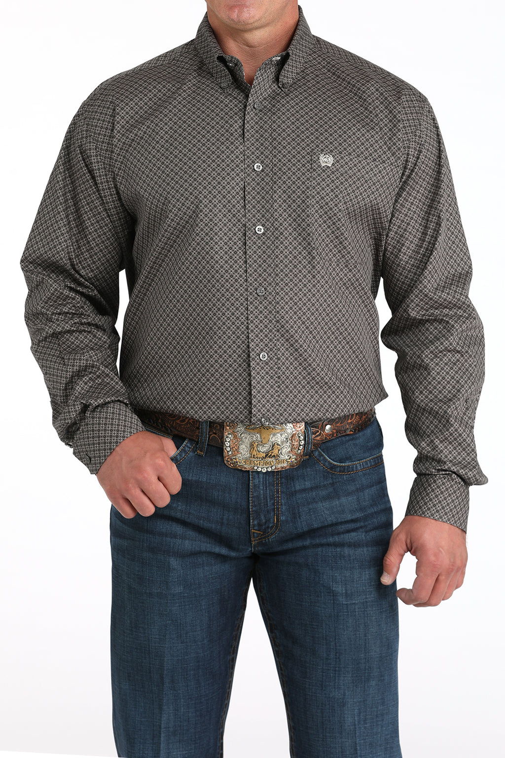 CINCH Men's Grey Button-Down Western Shirt