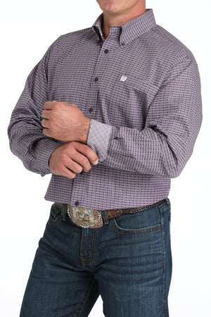 CINCH Men's Purple Print L/S Button-Down Western Shirt