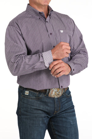 CINCH Men's Purple Print L/S Button-Down Western Shirt