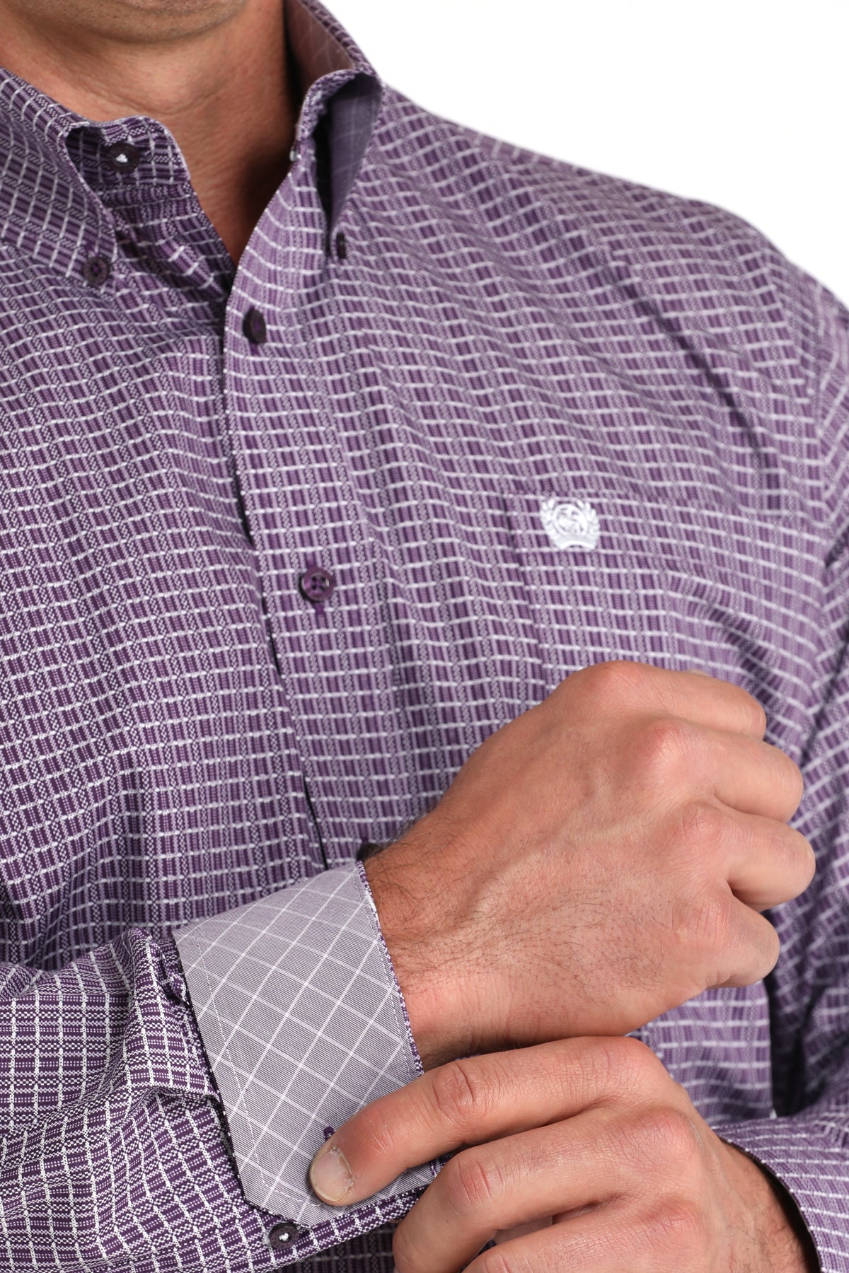CINCH Men's Purple Print L/S Button-Down Western Shirt