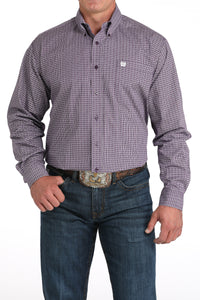 CINCH Men's Purple Print L/S Button-Down Western Shirt