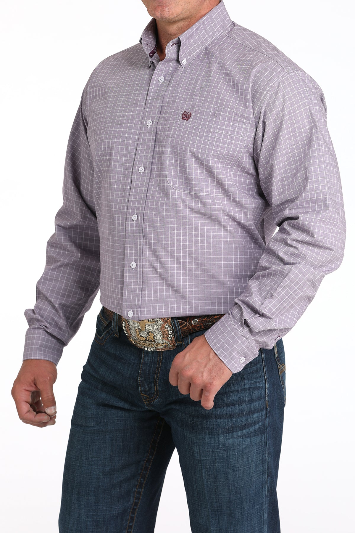 CINCH Men's Lilac Print L/S Button-Down Western Shirt