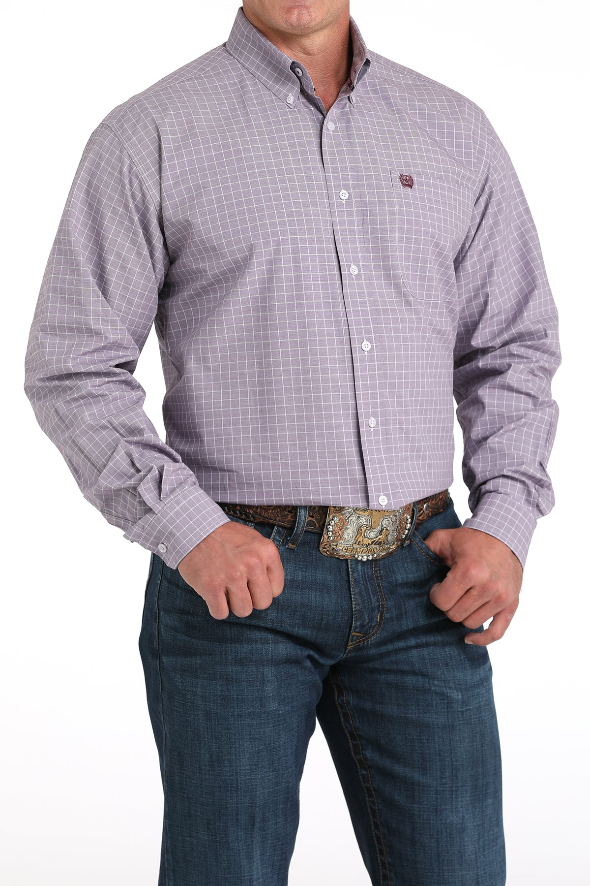 CINCH Men's Lilac Print L/S Button-Down Western Shirt