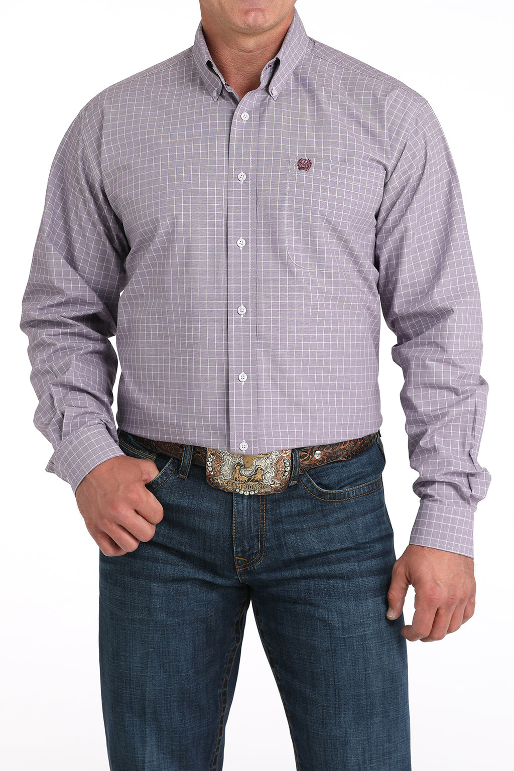CINCH Men's Lilac Print L/S Button-Down Western Shirt