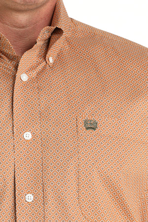 CINCH Men's Brown Print L/S Button-Down Western Shirt
