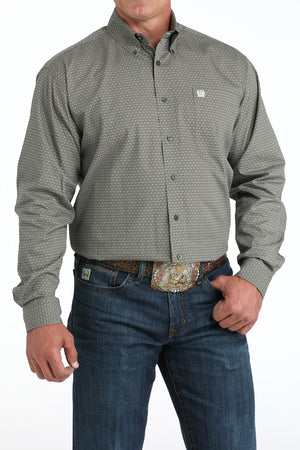 CINCH Men's Olive Print L/S Button-Down Western Shirt