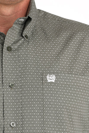 CINCH Men's Olive Print L/S Button-Down Western Shirt