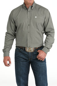 CINCH Men's Olive Print L/S Button-Down Western Shirt