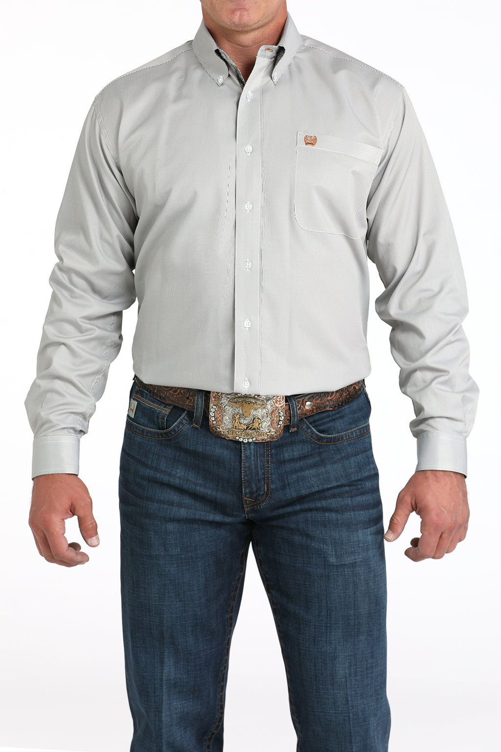 CINCH Men's Olive Print L/S Button-Down Western Shirt