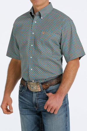 CINCH Men's Blue Short Sleeve Button-Down Western Shirt