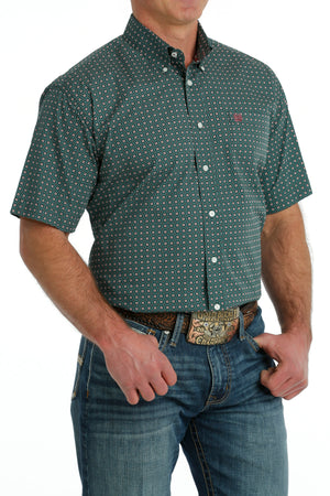 CINCH Men's Green Short Sleeve Button-Down Western Shirt