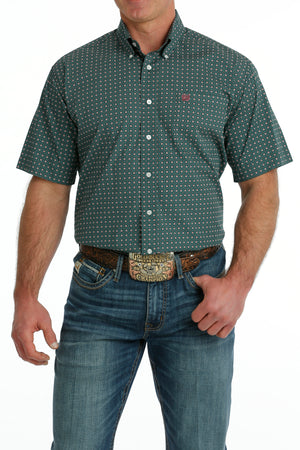 CINCH Men's Green Short Sleeve Button-Down Western Shirt