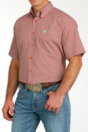 CINCH Men's Red Short Sleeve Button-Down Western Shirt