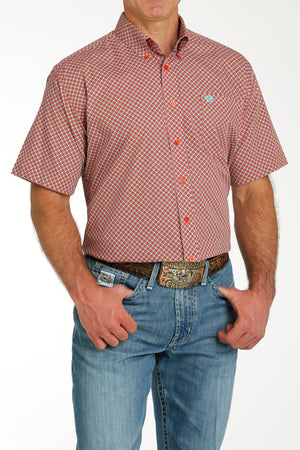 CINCH Men's Red Short Sleeve Button-Down Western Shirt