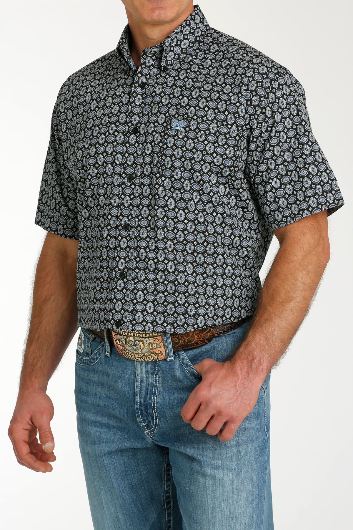 CINCH Men's Black Short Sleeve Button-Down Western Shirt