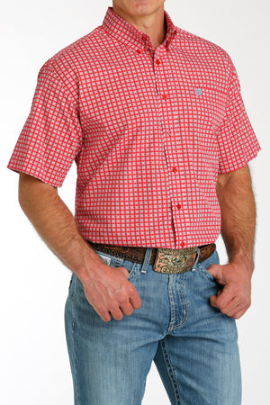 CINCH Men's Red Short Sleeve Button-Down Western Shirt