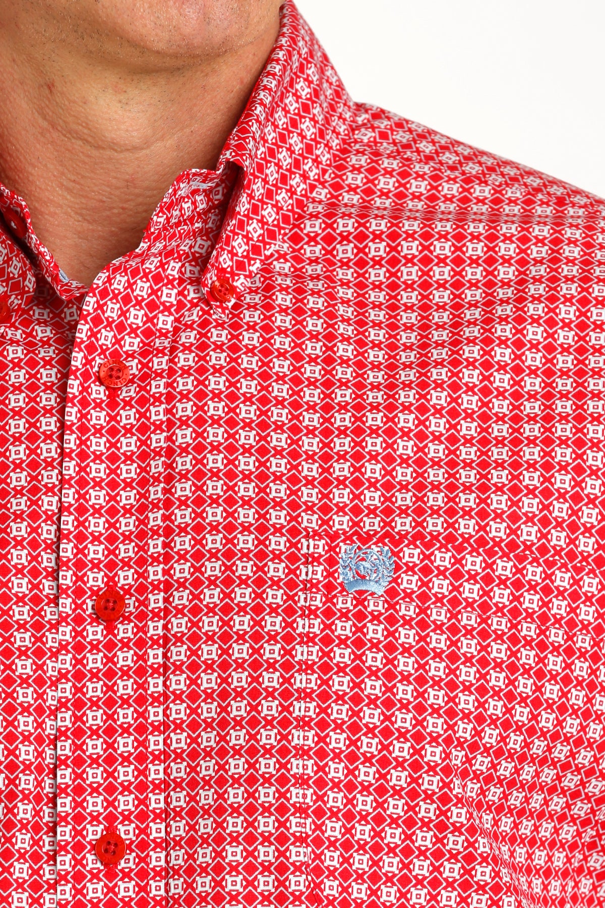 CINCH Men's Red Short Sleeve Button-Down Western Shirt