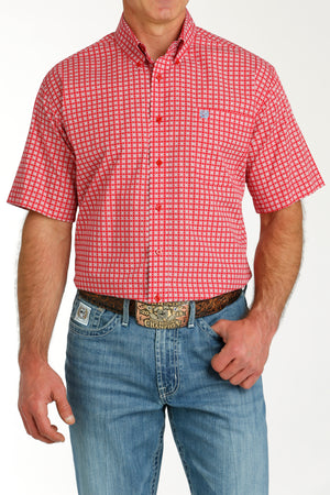 CINCH Men's Red Short Sleeve Button-Down Western Shirt