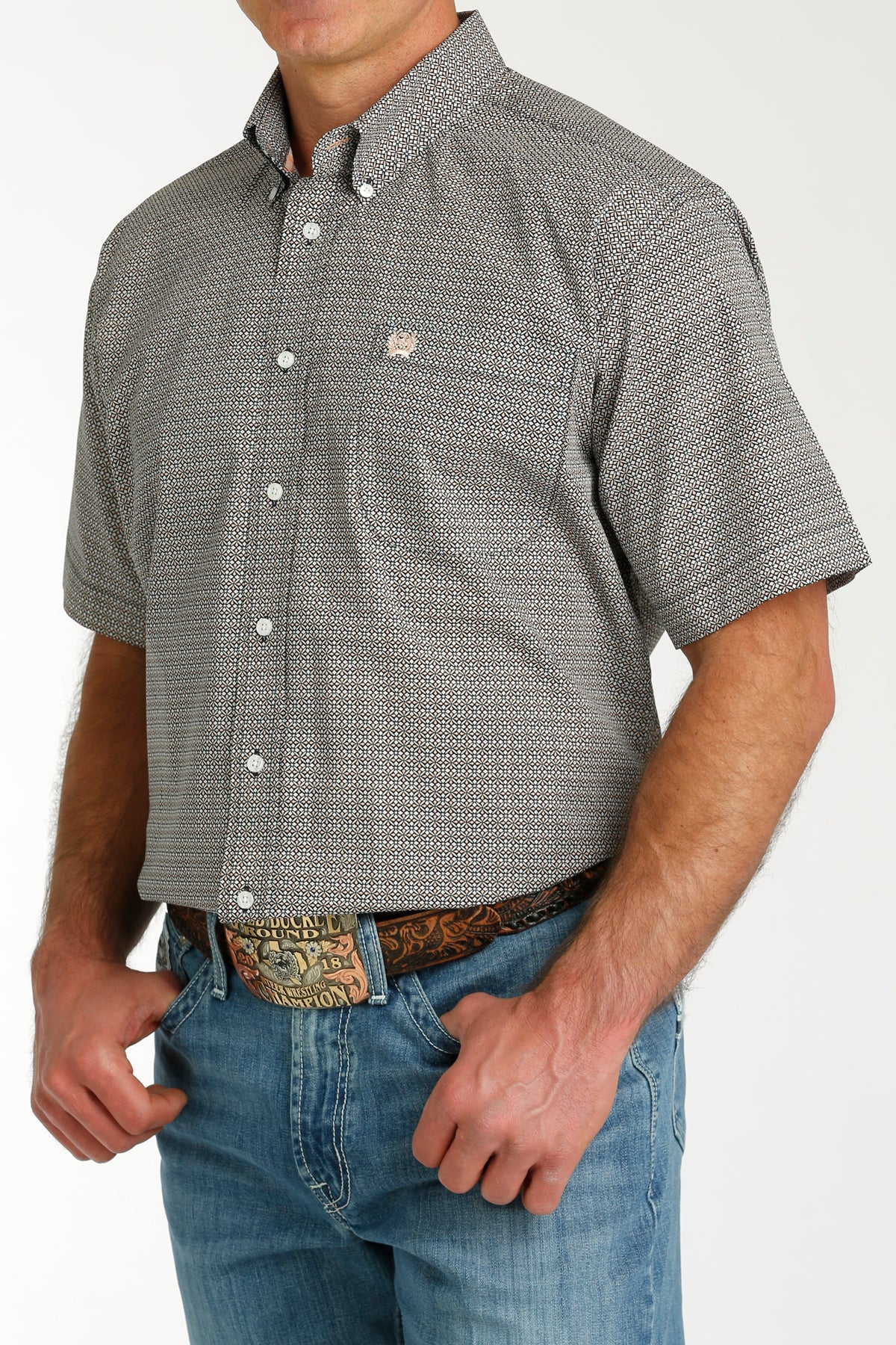 CINCH Men's Print Plaid Short Sleeve Button-Down Western Shirt