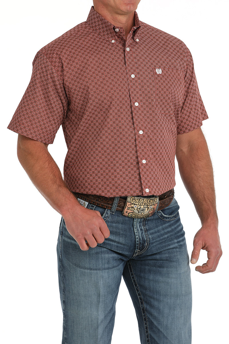 CINCH Men's Red S/S Button-Down Western Shirt