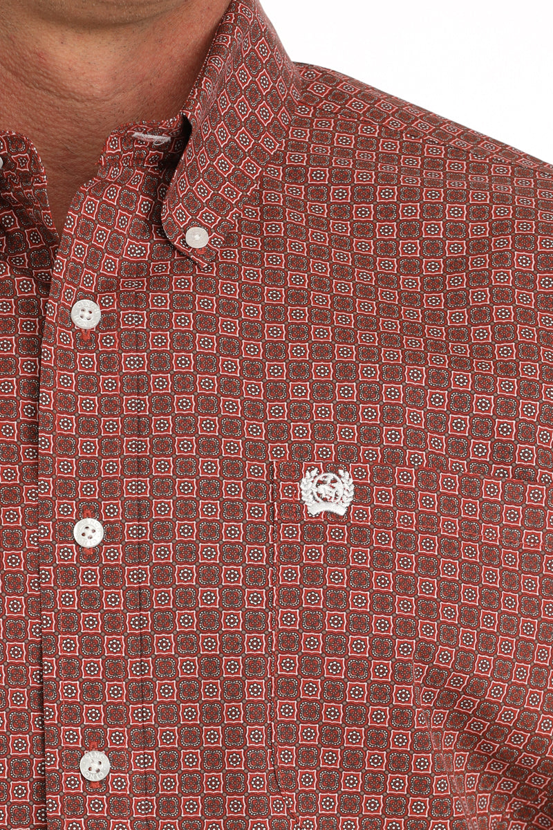 CINCH Men's Red S/S Button-Down Western Shirt