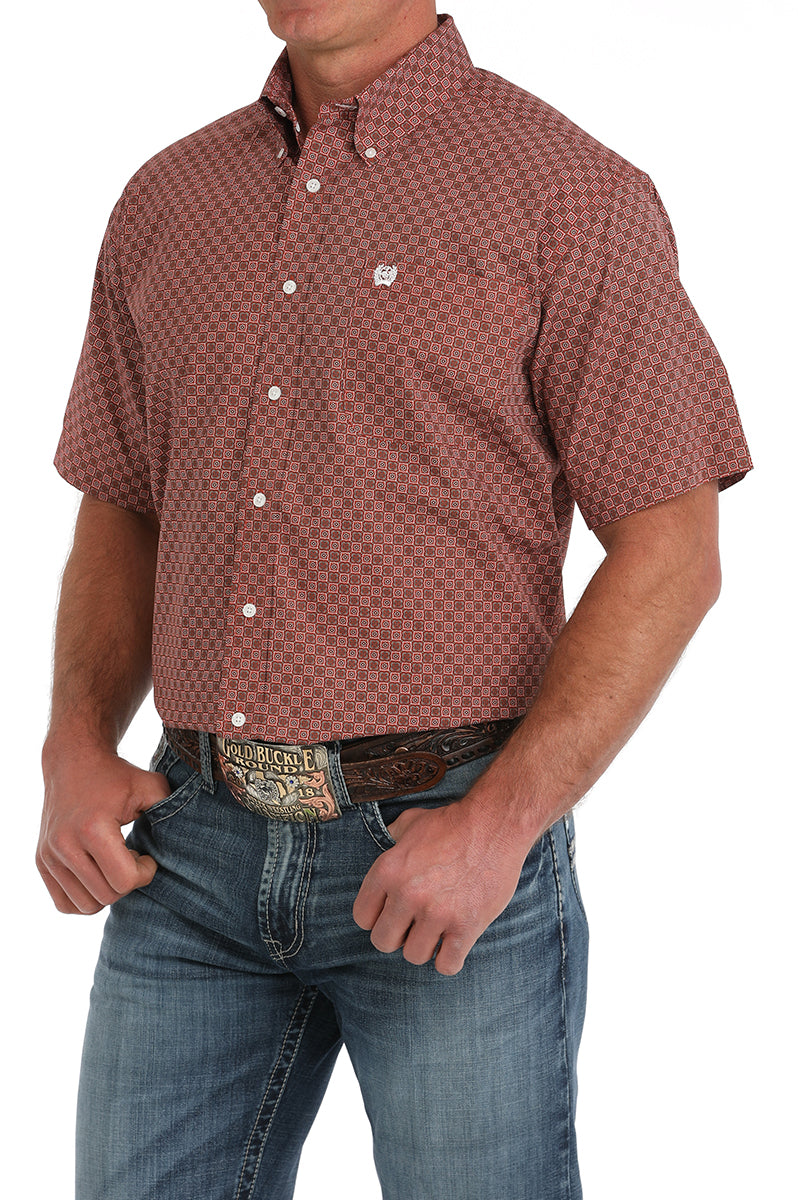 CINCH Men's Red S/S Button-Down Western Shirt
