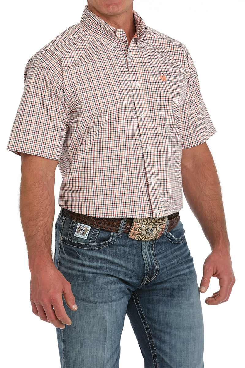 CINCH Men's White S/S Plaid Button-Down Western Shirt