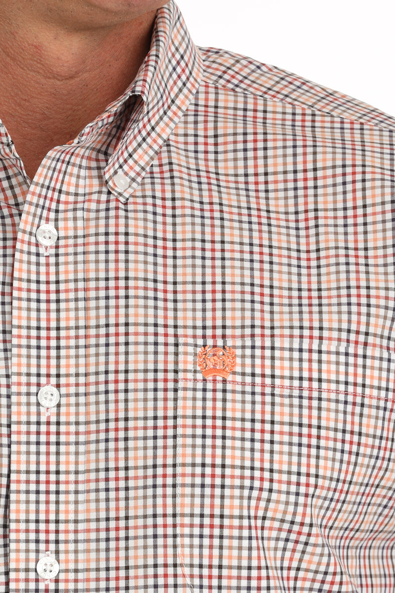 CINCH Men's White S/S Plaid Button-Down Western Shirt