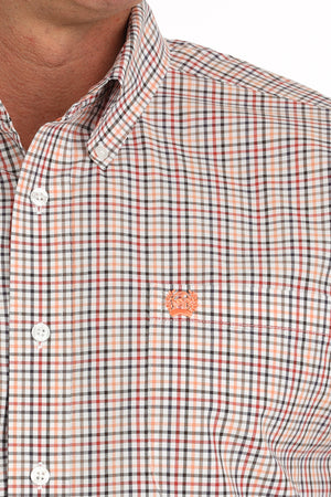 CINCH Men's White S/S Plaid Button-Down Western Shirt