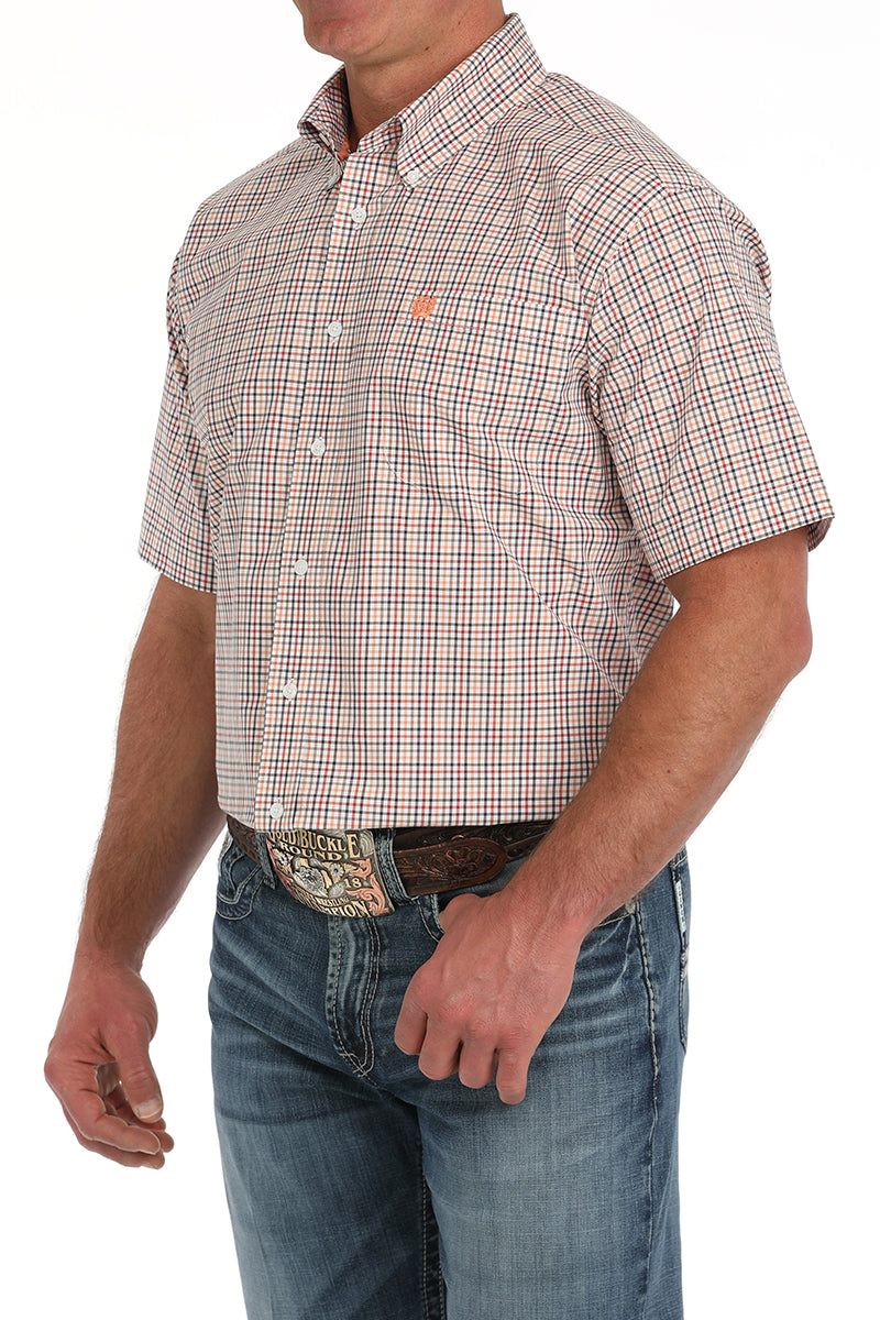 CINCH Men's White S/S Plaid Button-Down Western Shirt