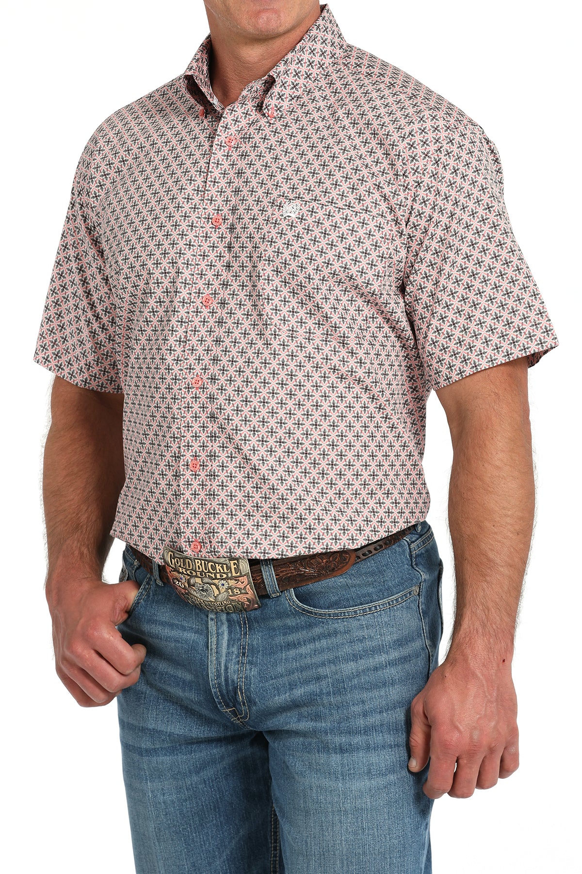 CINCH Men's Pink Button-Down Western Shirt
