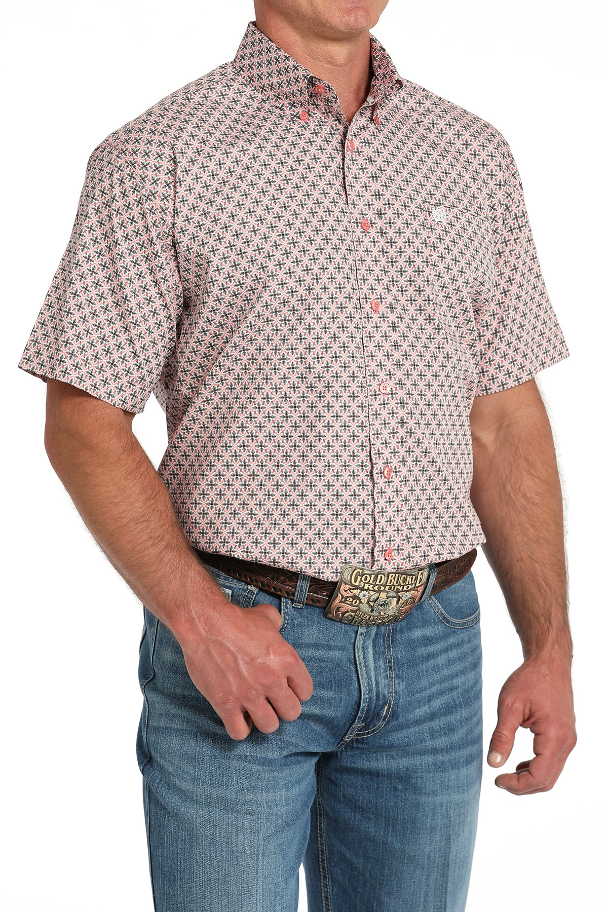 CINCH Men's Pink Button-Down Western Shirt