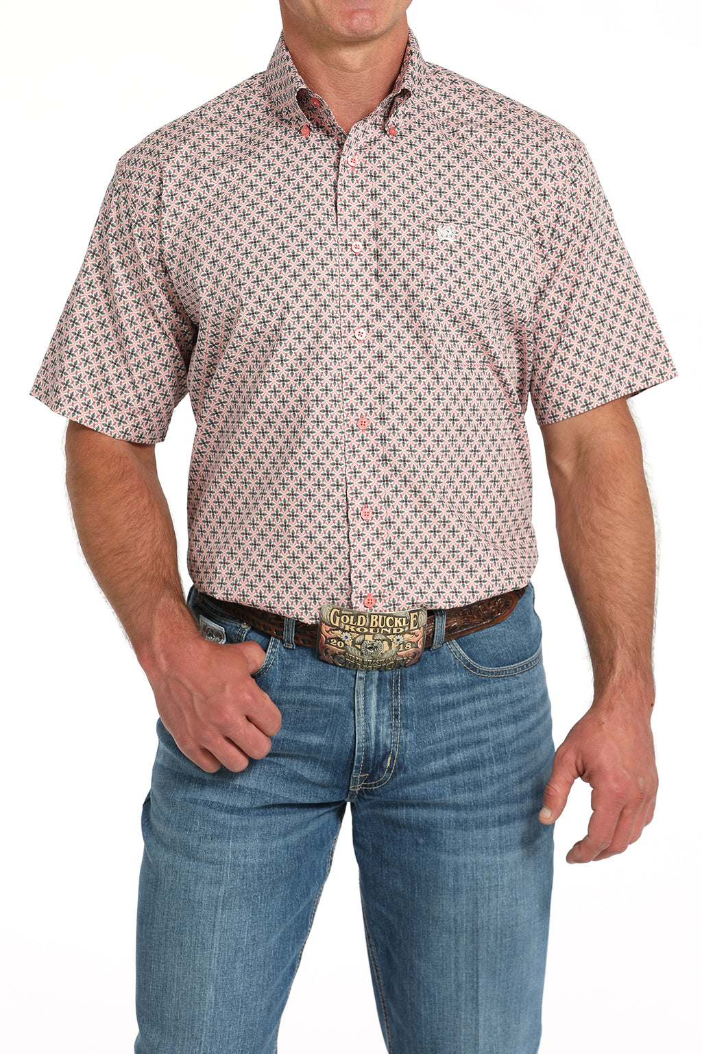 CINCH Men's Pink Button-Down Western Shirt