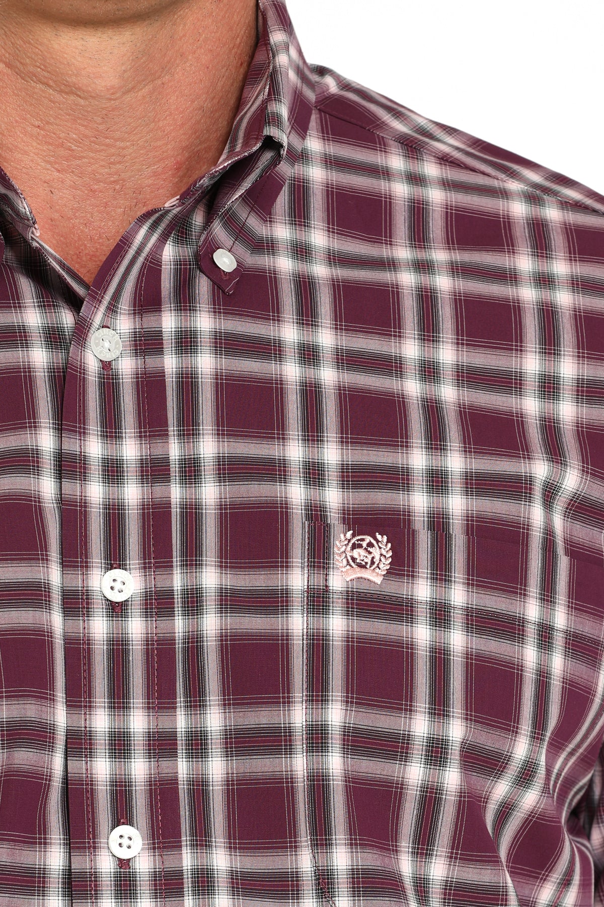 CINCH Men's Purple Plaid Button-Down Western Shirt