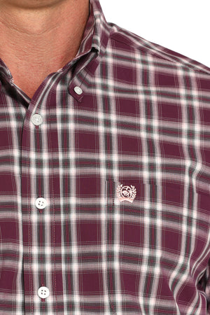 CINCH Men's Purple Plaid Button-Down Western Shirt