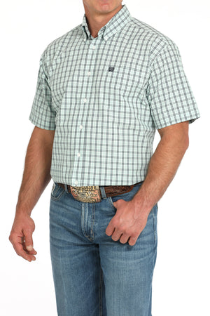 CINCH Men's Turquoise Plaid Button-Down Western Shirt