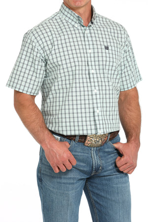 CINCH Men's Turquoise Plaid Button-Down Western Shirt