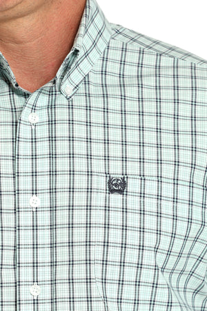 CINCH Men's Turquoise Plaid Button-Down Western Shirt