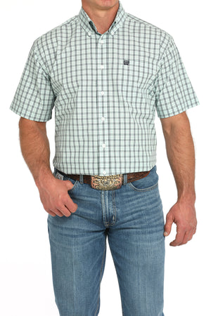 CINCH Men's Turquoise Plaid Button-Down Western Shirt