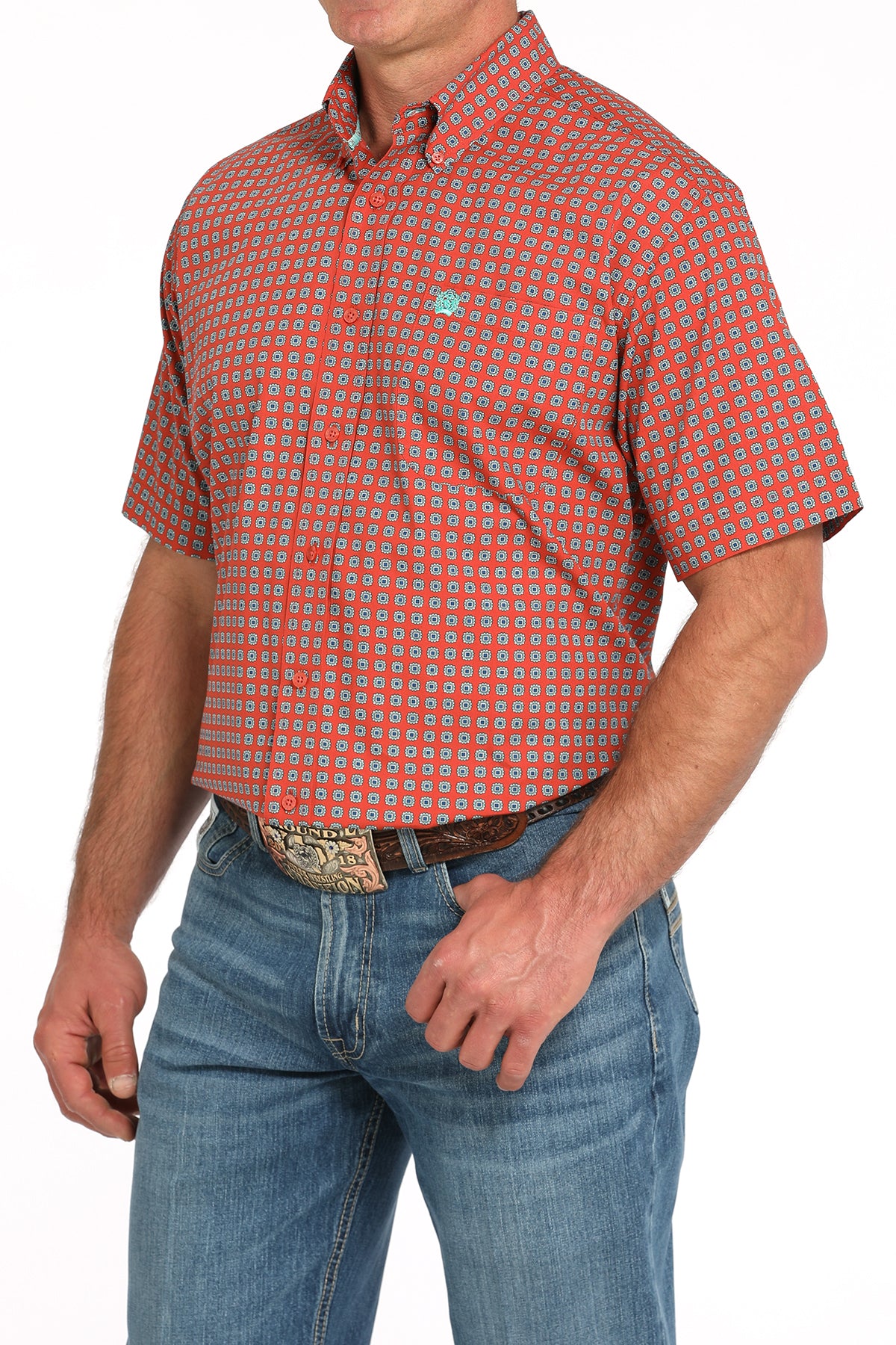 CINCH Men's Red Printed Button-Down Western Shirt