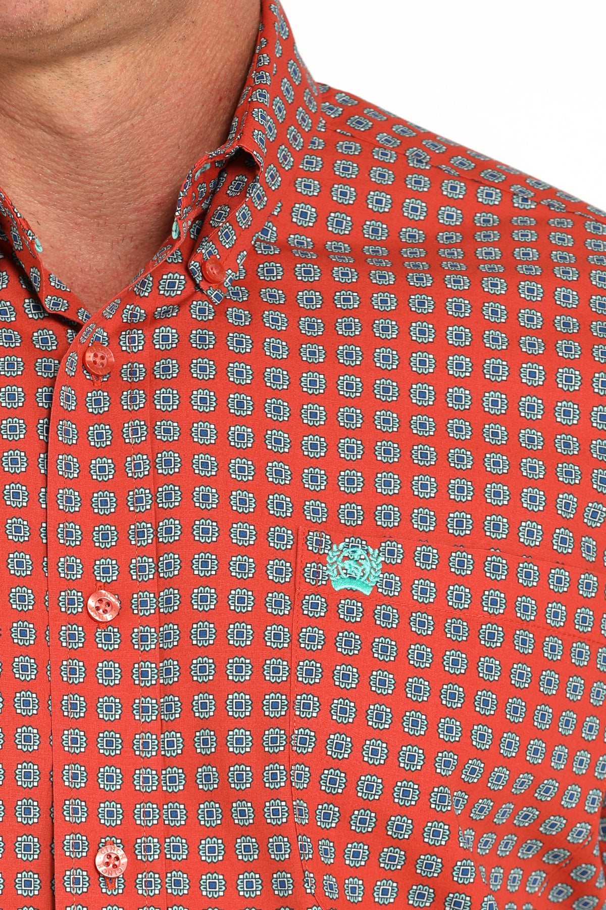 CINCH Men's Red Printed Button-Down Western Shirt