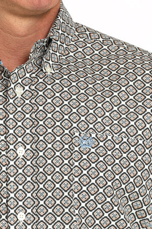 CINCH Men's Cream Printed Button-Down Western Shirt
