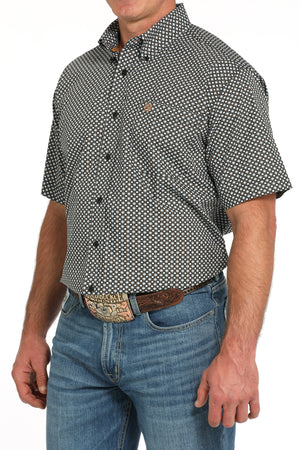 CINCH Men's Black Printed Short Sleeve Button-Down Western Shirt
