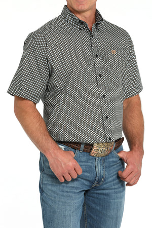 CINCH Men's Black Printed Short Sleeve Button-Down Western Shirt