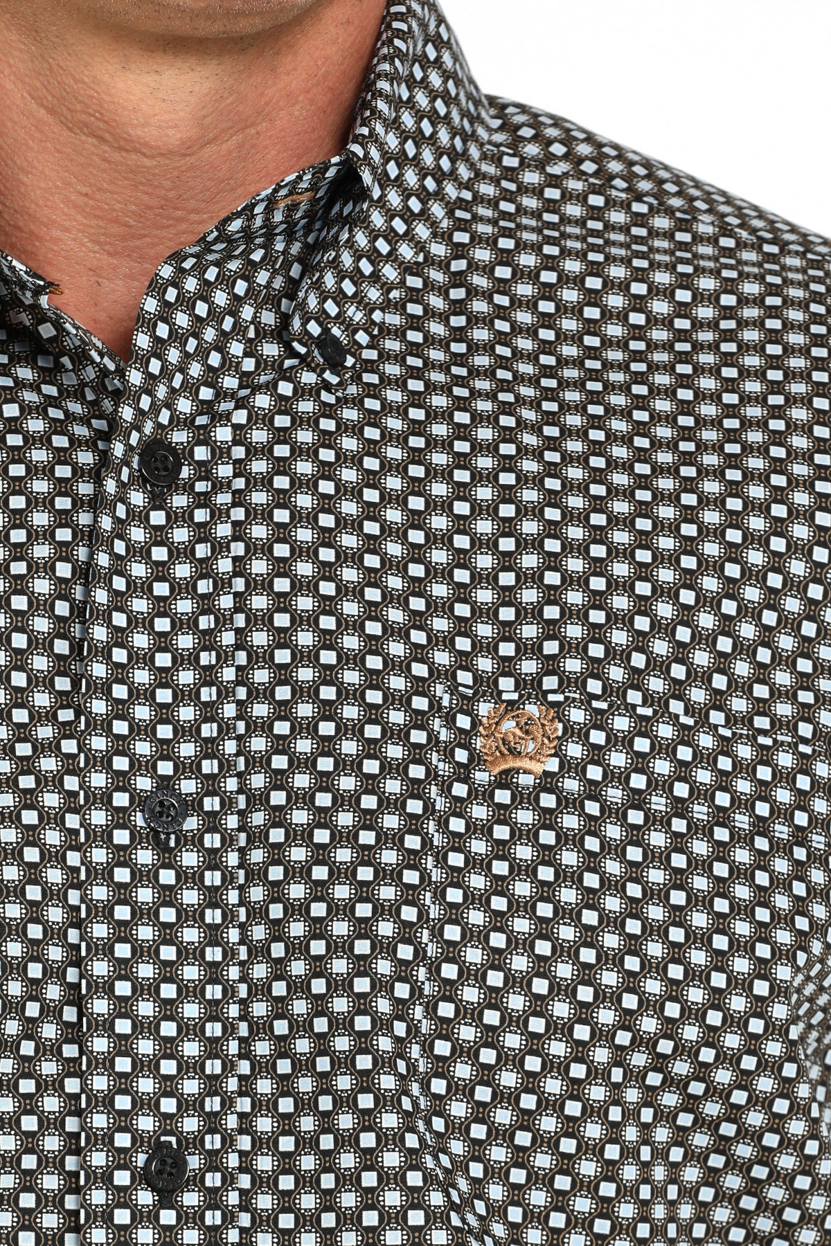 CINCH Men's Black Printed Short Sleeve Button-Down Western Shirt